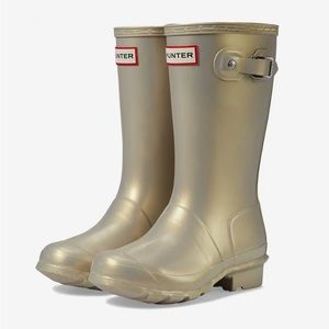 Hunter Original Rain Boots (NEW) Big Kid 5M (37 EU) in NEBULA (Shiny Light Gold)
